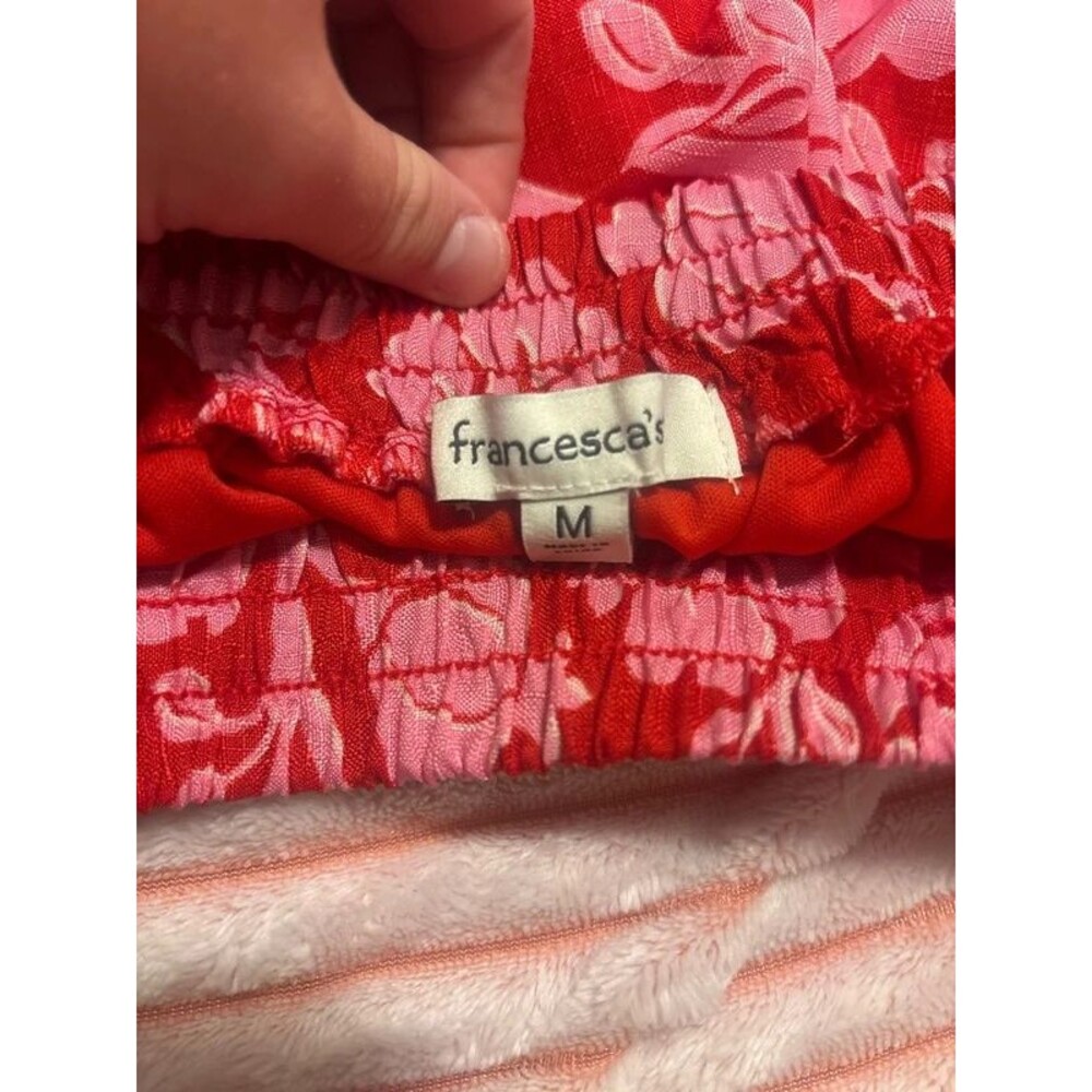 Francesca’s Pink & Red Floral Drawstring Shorts - Picture 4 of 6